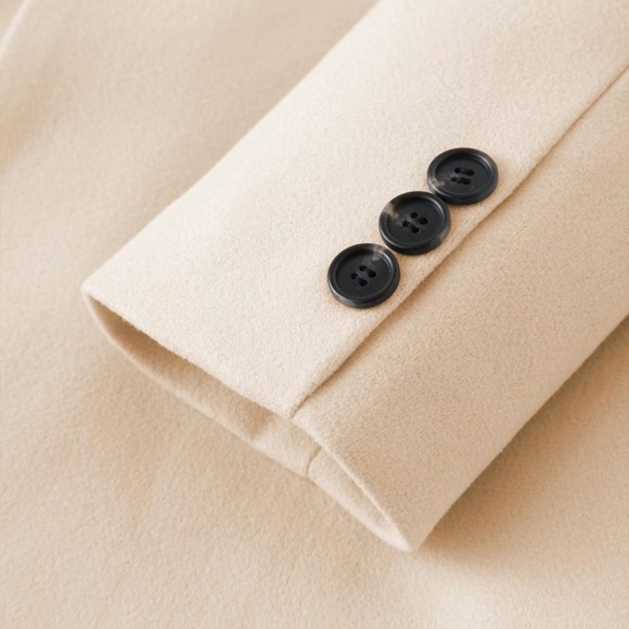 NWOT Elegant Double-Breasted Tan Coat - Picture 7 of 7